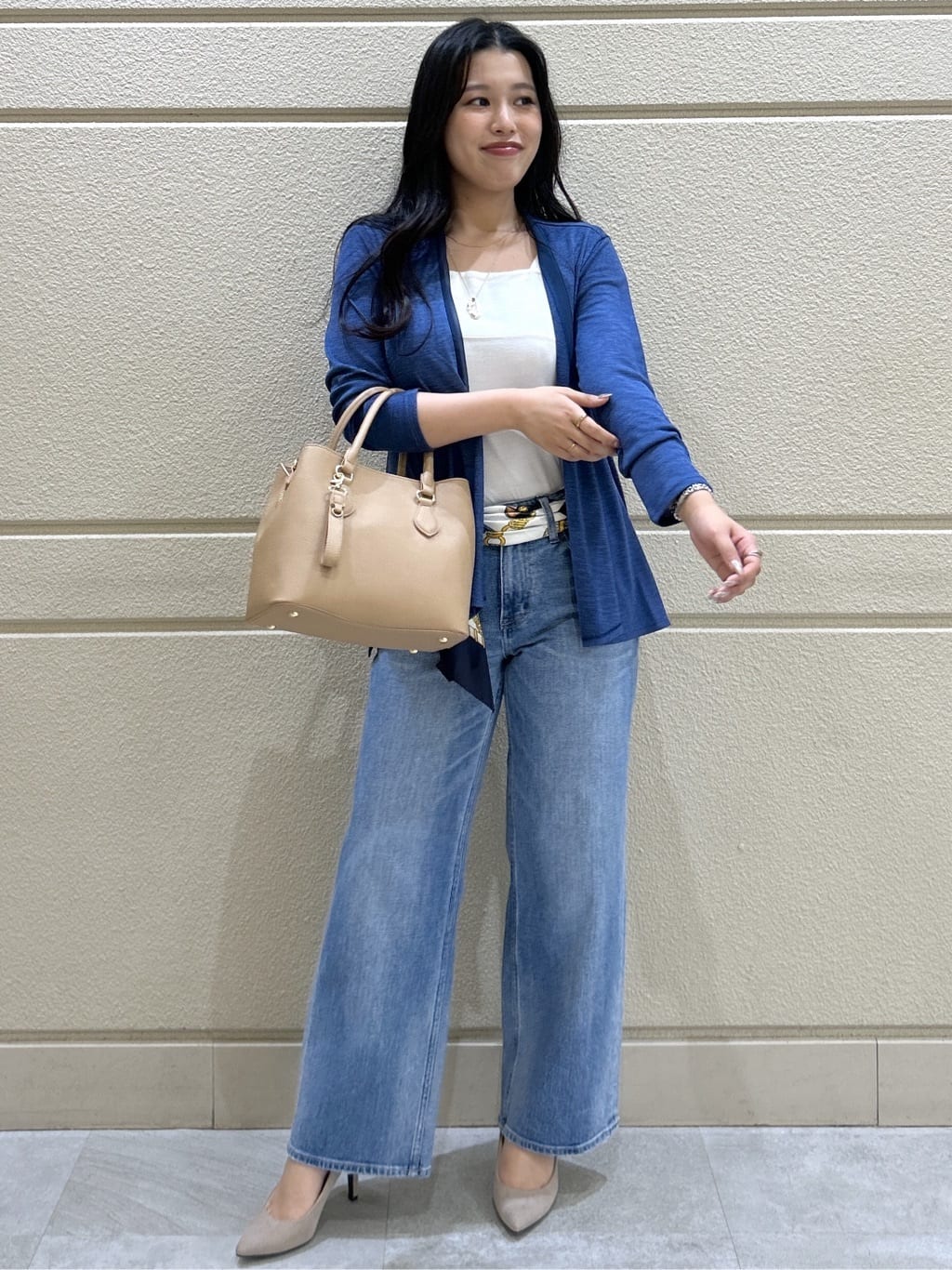 Momokaさんの「COUP DE CHANCE｜【洗える】着流しカーディガン」を使ったコーディネート