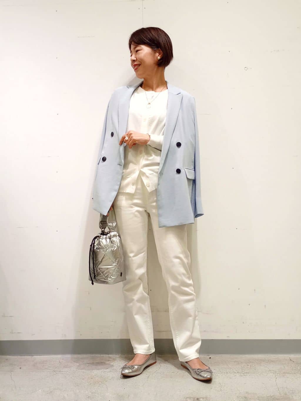 Kさんの「INDIVI｜【洗える／前後2WAY／アンサンブル可能】ドルマンスリーブカーディガン」を使ったコーディネート