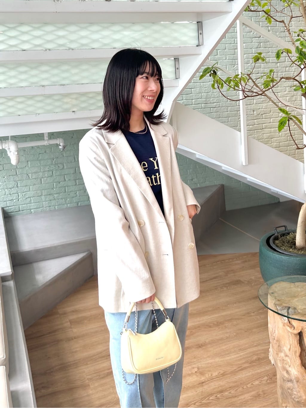 RINAさんの「OPAQUE.CLIP｜【UV／接触冷感】ダブルブレストジャケット《防シワ加工／洗える》」を使ったコーディネート