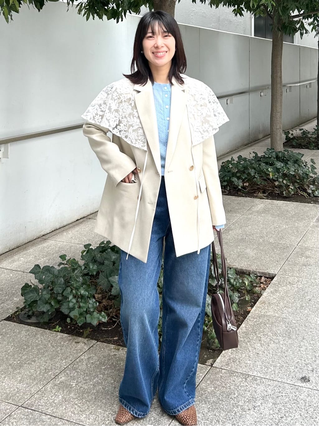 RINAさんの「OPAQUE.CLIP｜刺繍レースケープ【洗濯機OK】」を使ったコーディネート
