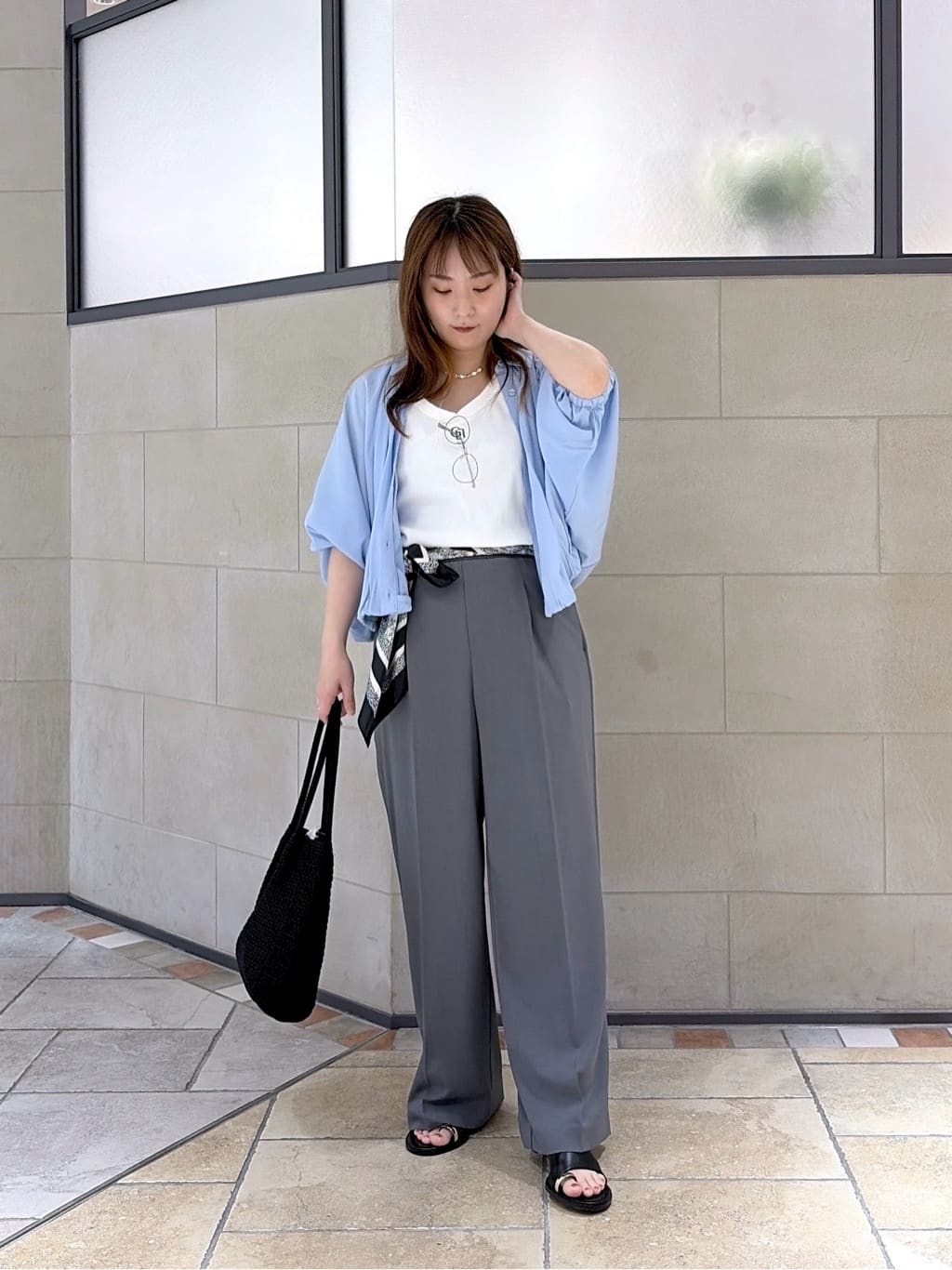 よねさんの「INDIVI｜バルーンシアーブラウス【接触冷感】」を使ったコーディネート
