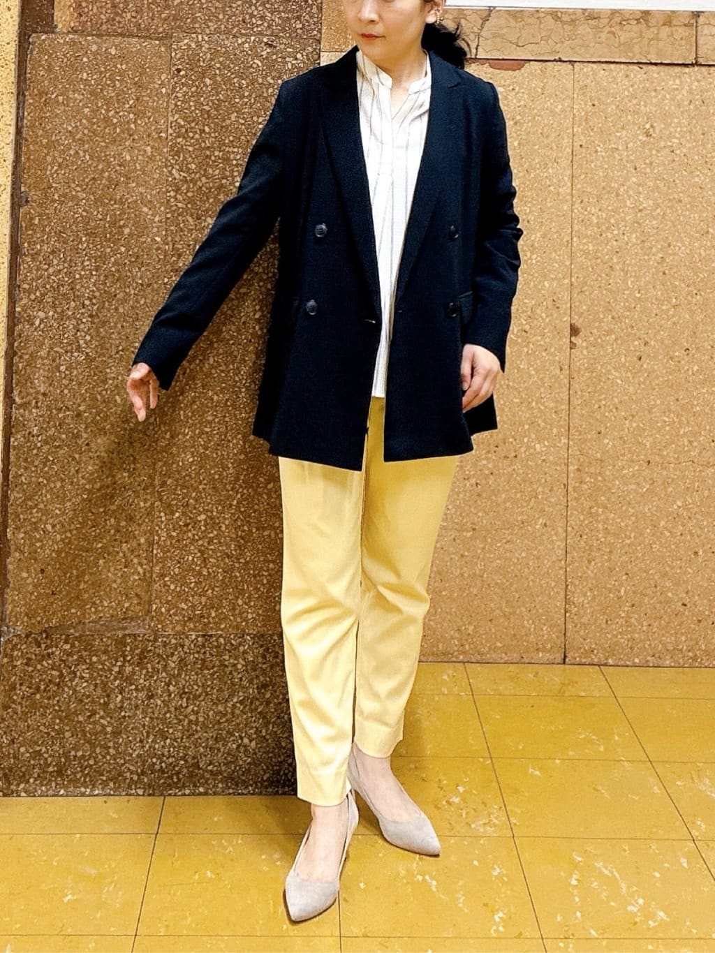 hattoriさんの「INDIVI｜【洗える／着心地楽ちん】ブラウス風ストライプカットソートップス」を使ったコーディネート
