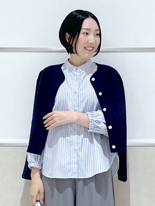 eriko さんの「Dessin｜【洗える】バルーンスリーブバンドカラーシャツ」を使ったコーディネート