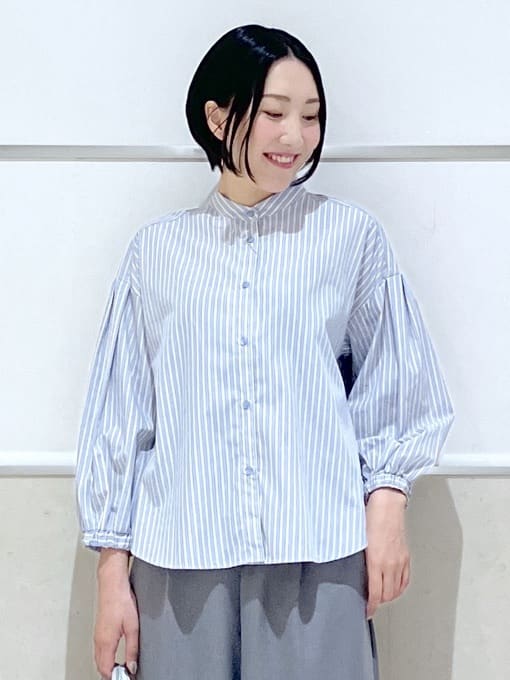 eriko さんの「Dessin｜【洗える】バルーンスリーブバンドカラーシャツ」を使ったコーディネート