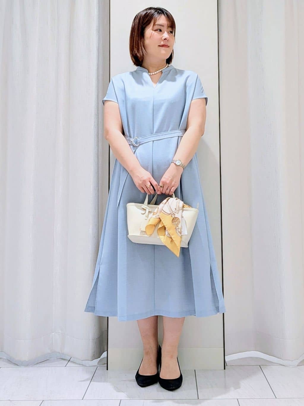 Onumaさんの「UNTITLED｜【UV/接触冷感/遮熱/通気性】スラブバンドカラーワンピース」を使ったコーディネート