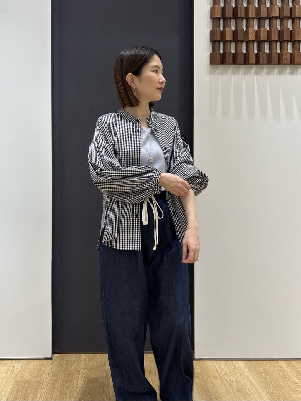 risaさんの「Dessin｜【洗える】バルーンスリーブバンドカラーシャツ」を使ったコーディネート