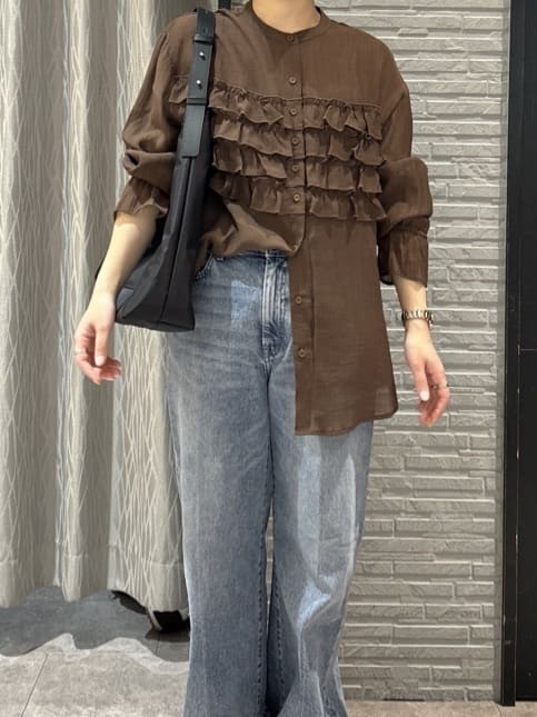ga_riさんの「THE SHOP TK｜ティアードフリル楊柳シャツ」を使ったコーディネート