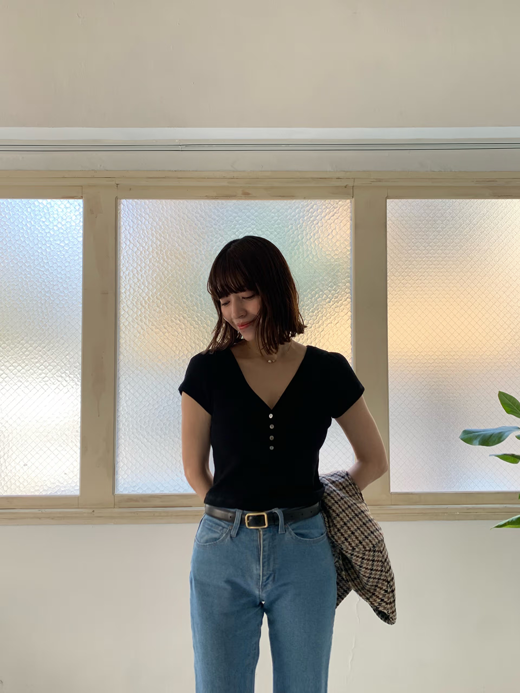 miyu maesakaさんの「CODE A｜M everyday rib button tee」を使ったコーディネート