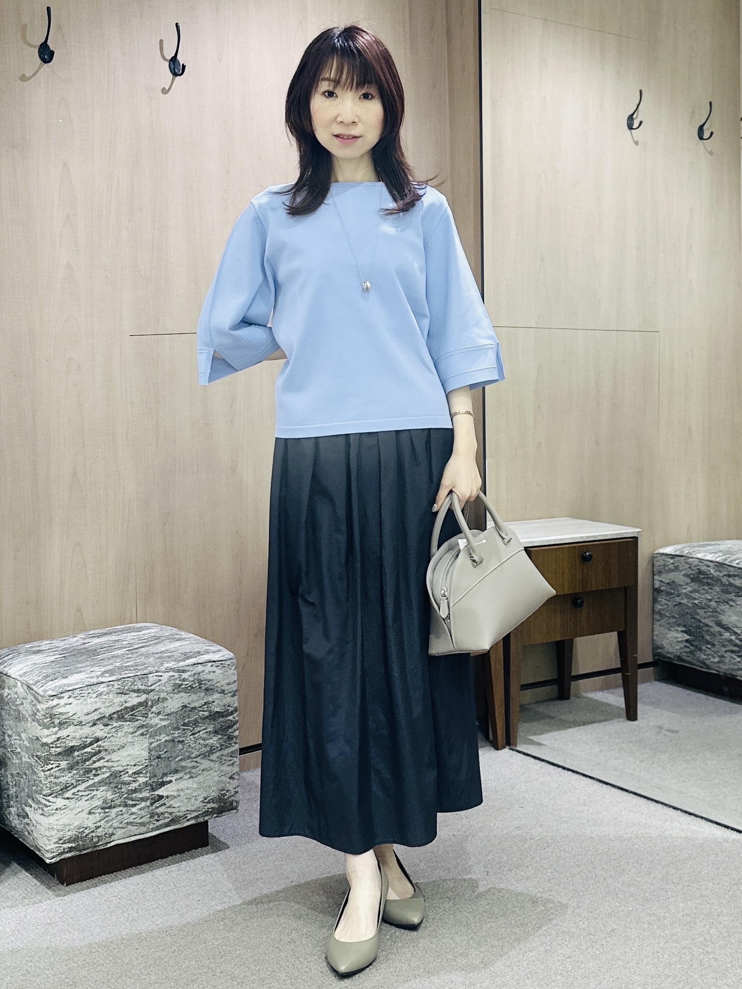 Miwaさんの「UNTITLED｜【洗える/清涼感】袖スリットニットプルオーバー」を使ったコーディネート