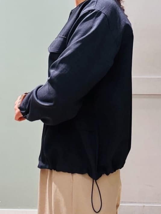 Komi☆さんの「grove｜【洗える】麻調ノーカラーブルゾン」を使ったコーディネート