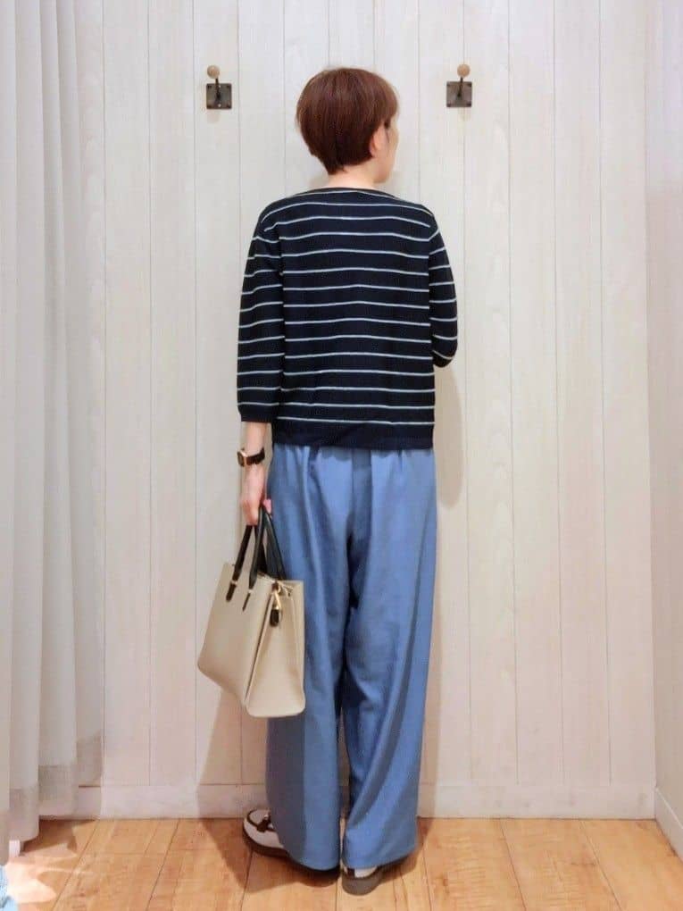 Ribさんの「SHOO･LA･RUE｜【高レビュー/洗濯機可/S-LL】さらっと着られる 8分袖Ⅴネックニット」を使ったコーディネート