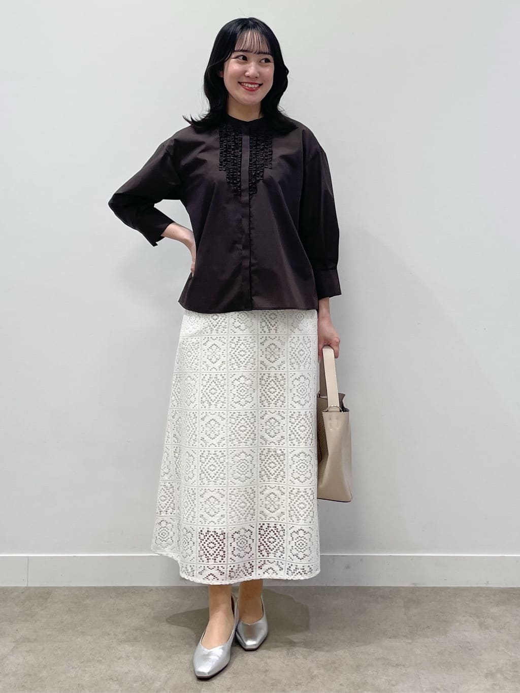 yukariさんの「Reflect｜【接触冷感】八分袖フロントフリルブラウス」を使ったコーディネート
