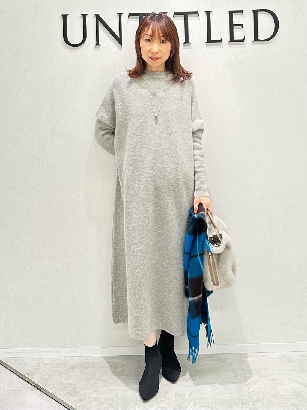 Miwaさんの「UNTITLED｜【ロング丈/ゆったりシルエット】テントライン ニットワンピース」を使ったコーディネート