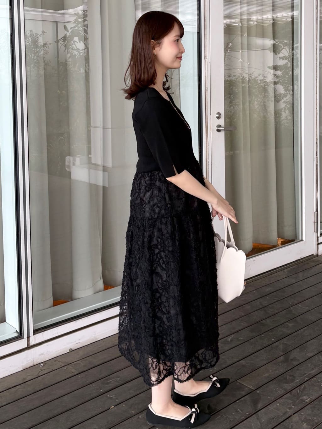 みさかさんの「index｜《ツインセット》カーディガン&times;ニットドッキングワンピース【洗濯機OK】」を使ったコーディネート