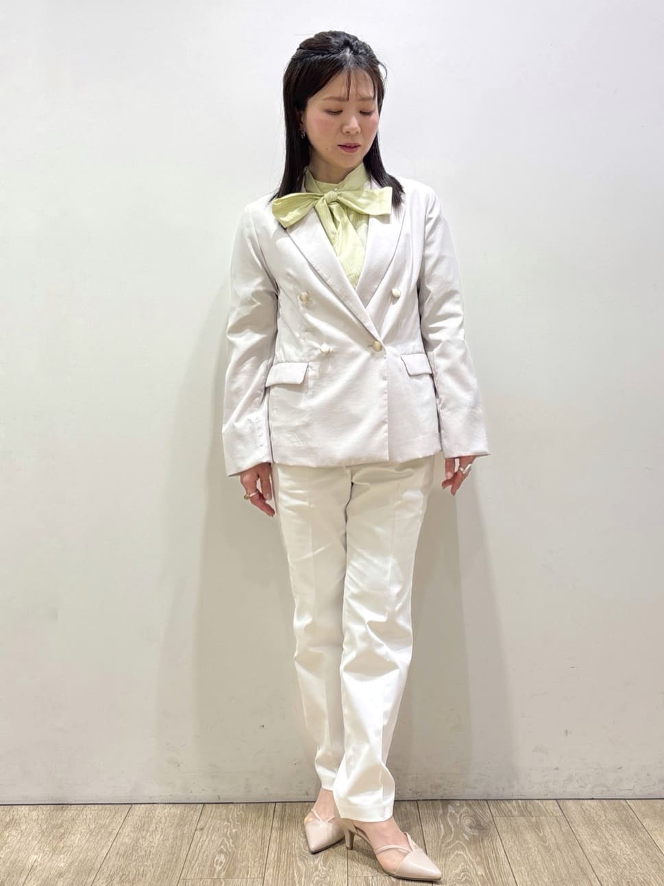 mameさんの「index｜《再入荷》ダブルブレストテーラードジャケット【接触冷感／吸水速乾／イージーアイロン／防シワ／洗濯機O」を使ったコーディネート