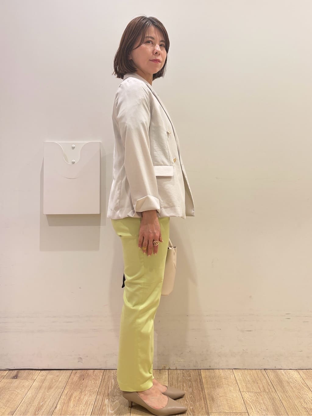 YUKOさんの「index｜《再入荷》ダブルブレストテーラードジャケット【接触冷感／吸水速乾／イージーアイロン／防シワ／洗濯機O」を使ったコーディネート