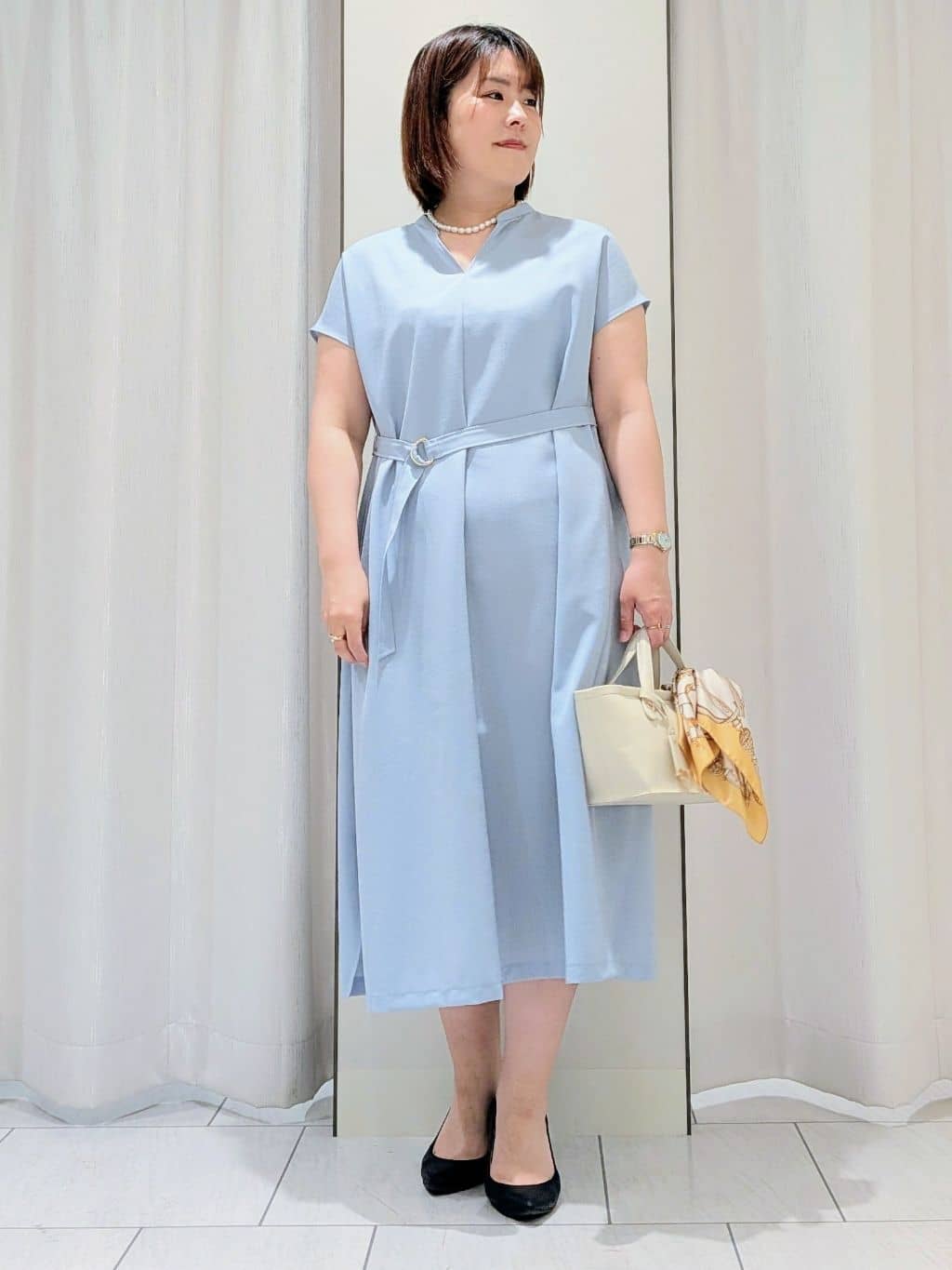 Onumaさんの「UNTITLED｜【UV/接触冷感/遮熱/通気性】スラブバンドカラーワンピース」を使ったコーディネート