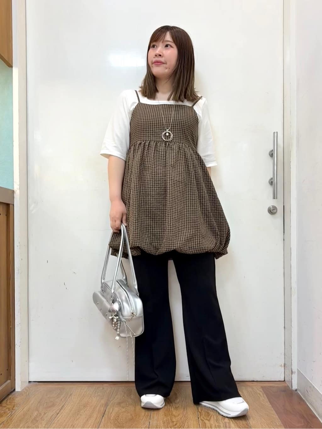 だいわさんの「SHOO･LA･RUE｜【ネックアソート/洗濯機可】テレコ5分袖トップス」を使ったコーディネート