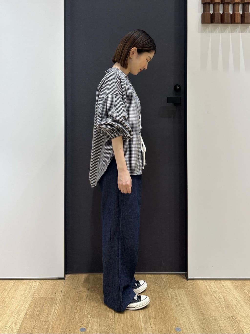 risaさんの「Dessin｜【洗える】バルーンスリーブバンドカラーシャツ」を使ったコーディネート