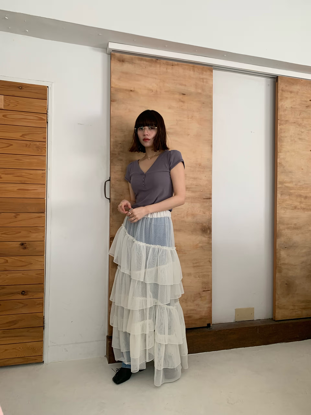 miyu maesakaさんの「CODE A｜M dramatic dot tulle skirt」を使ったコーディネート