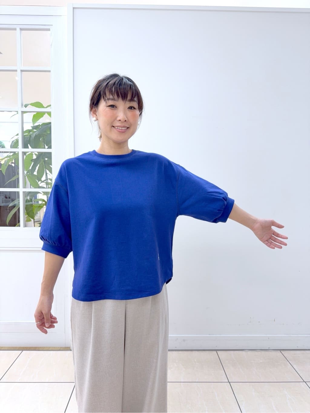 Osawaさんの「Dessin｜【360度可愛い】バックヘンリーカットソー5分袖」を使ったコーディネート