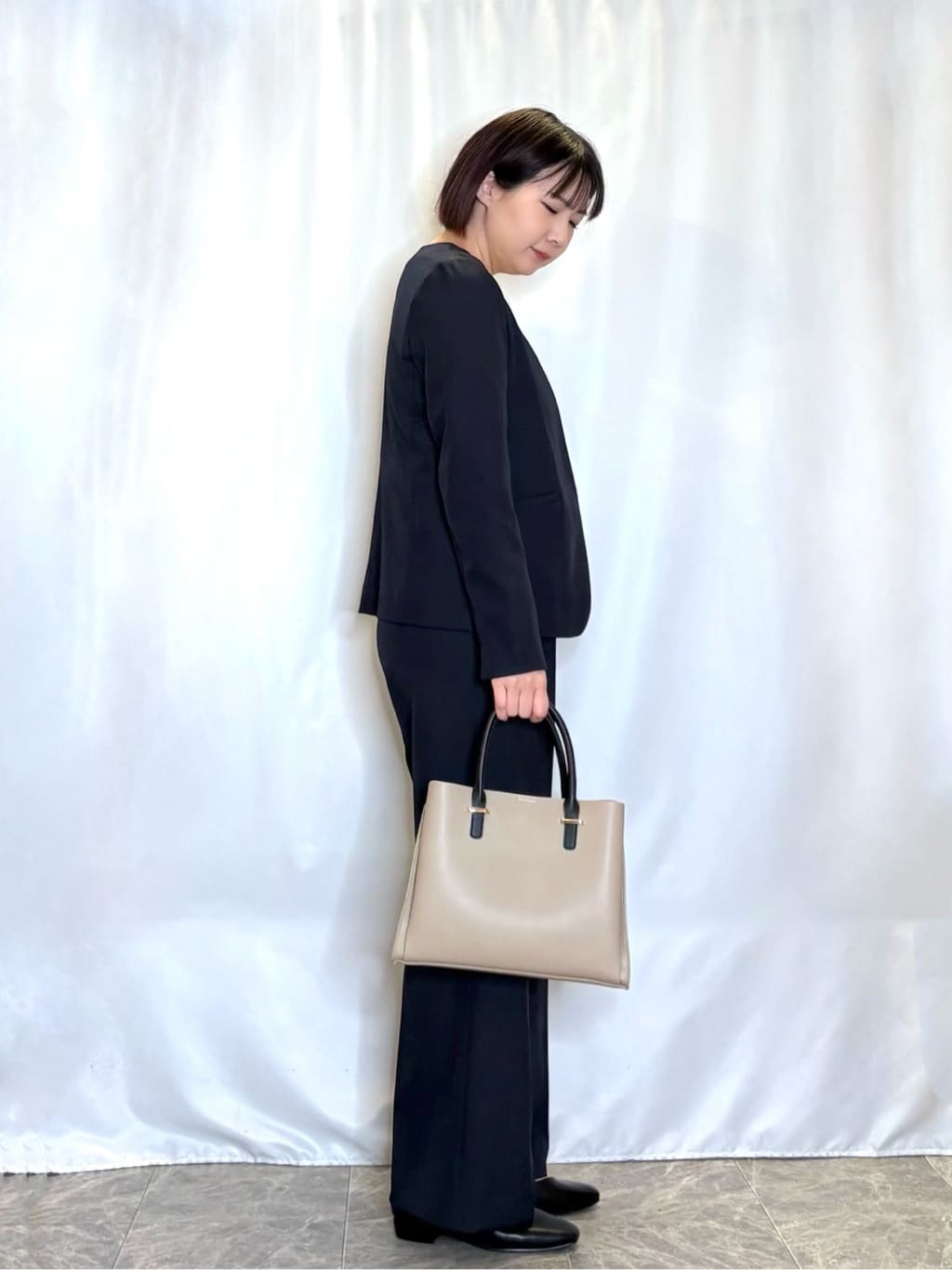 ネリさんの「SHOO･LA･RUE｜【洗濯機可/UV/SS-3L】すっきり好印象 ノーカラージャケット」を使ったコーディネート