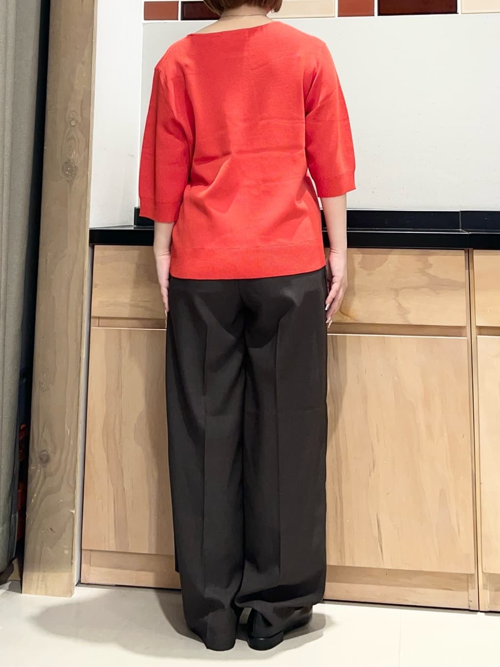 かのさんの「THE SHOP TK｜【S-XL/ひんやりタッチ】美しさ際立つ 6分袖ニット 洗濯機OK/UVケア/毛玉になりにくい」を使ったコーディネート