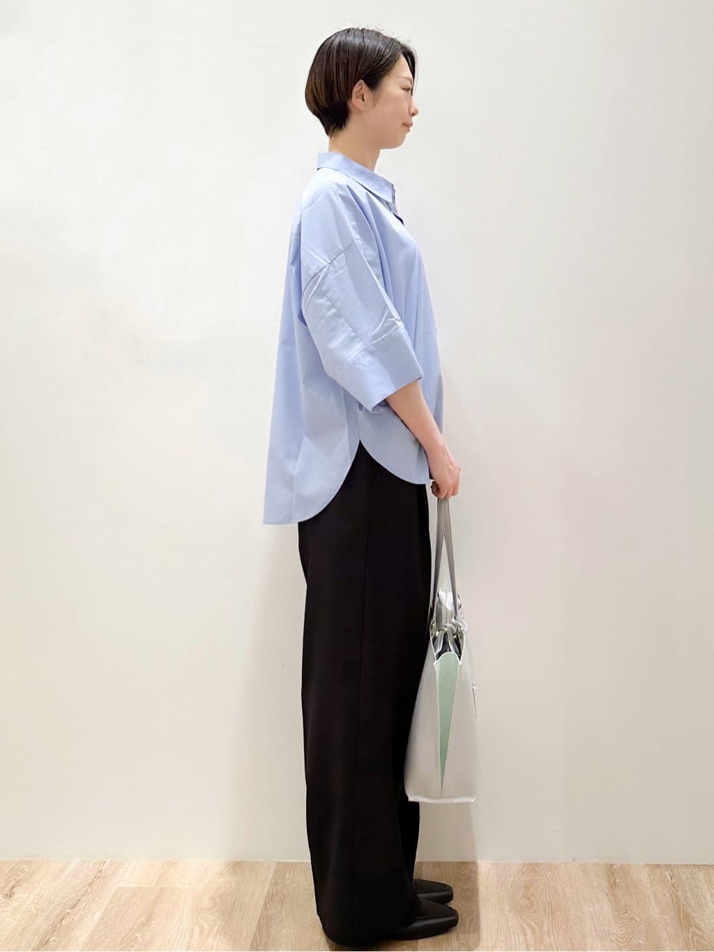 yurieさんの「OPAQUE.CLIP｜【接触冷感】ハーフスリーブシャツ《洗濯機OK／防シワ加工》」を使ったコーディネート