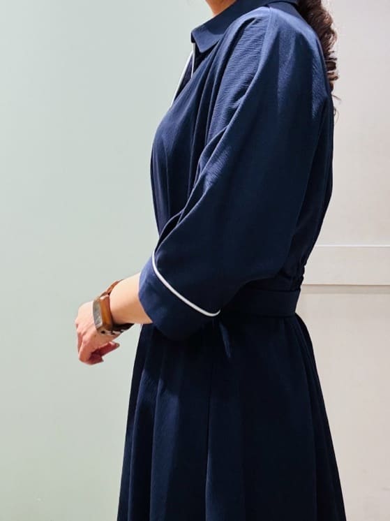 Komi☆さんの「grove｜【美シルエット】ウエストタック配色ワンピース」を使ったコーディネート