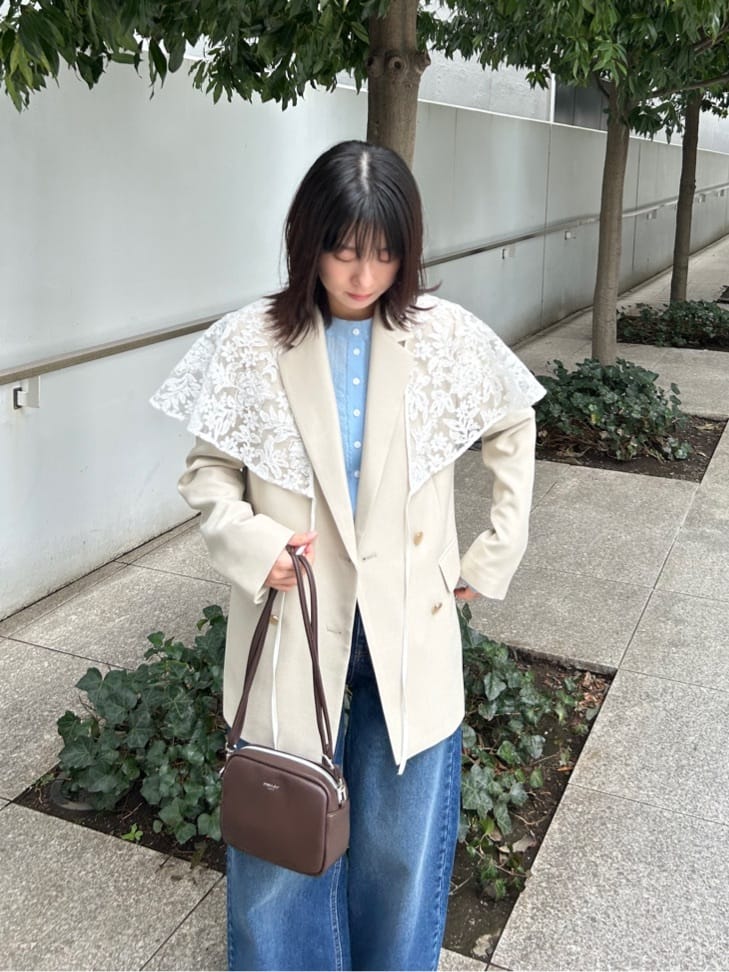 RINAさんの「OPAQUE.CLIP｜刺繍レースケープ【洗濯機OK】」を使ったコーディネート
