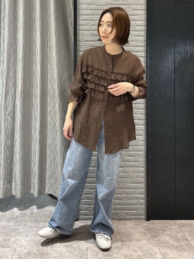 ga_riさんの「THE SHOP TK｜ティアードフリル楊柳シャツ」を使ったコーディネート