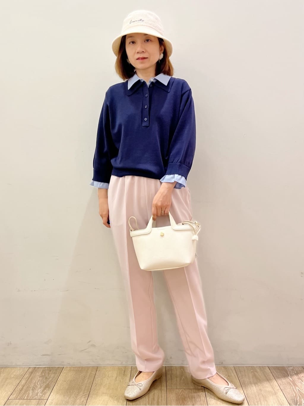 kcさんの「OPAQUE.CLIP｜シアー幾何刺繍カーディガン【洗濯機OK】」を使ったコーディネート