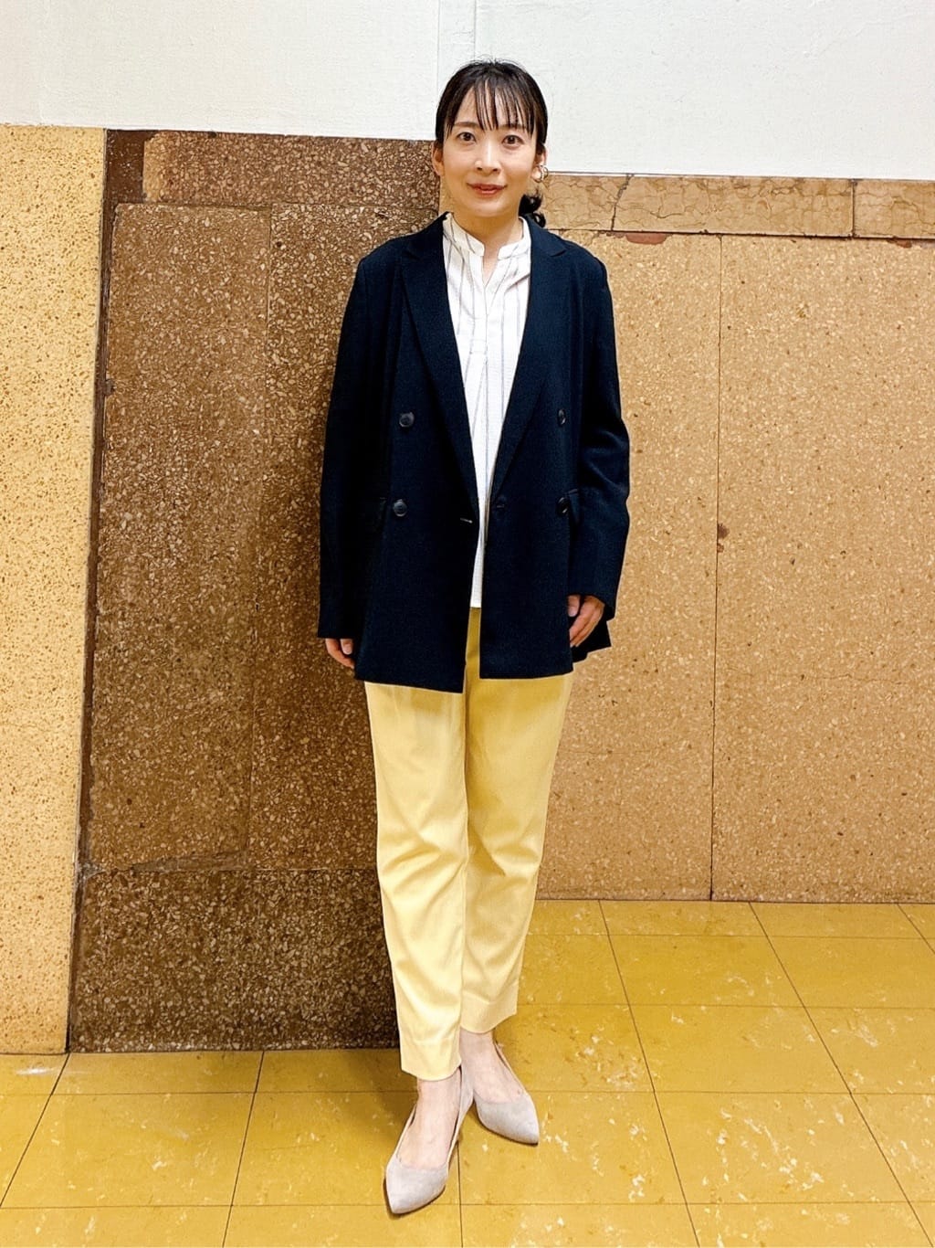 hattoriさんの「INDIVI｜【洗える／着心地楽ちん】ブラウス風ストライプカットソートップス」を使ったコーディネート