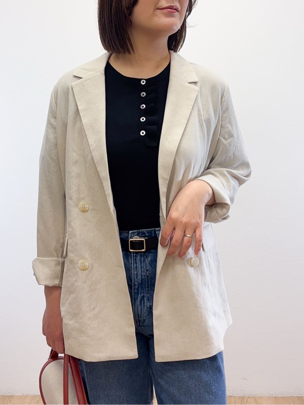 Takeさんの「OPAQUE.CLIP｜【UV／接触冷感】ダブルブレストジャケット《防シワ加工／洗える》」を使ったコーディネート