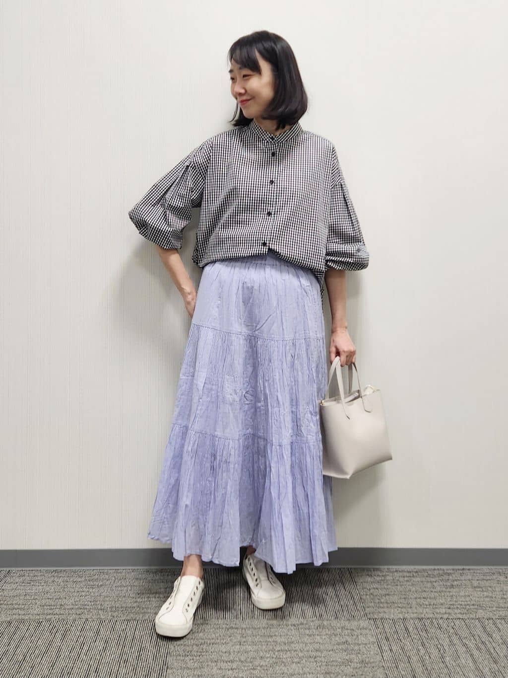 naraさんの「Dessin｜【洗える】バルーンスリーブバンドカラーシャツ」を使ったコーディネート