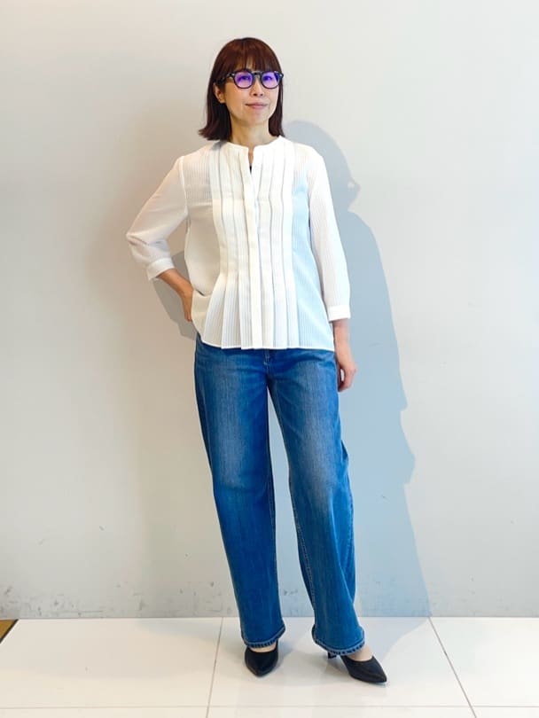 murayamaさんの「INDIVI｜【洗える／大人シアー】タックプリーツ7分袖ブラウス」を使ったコーディネート
