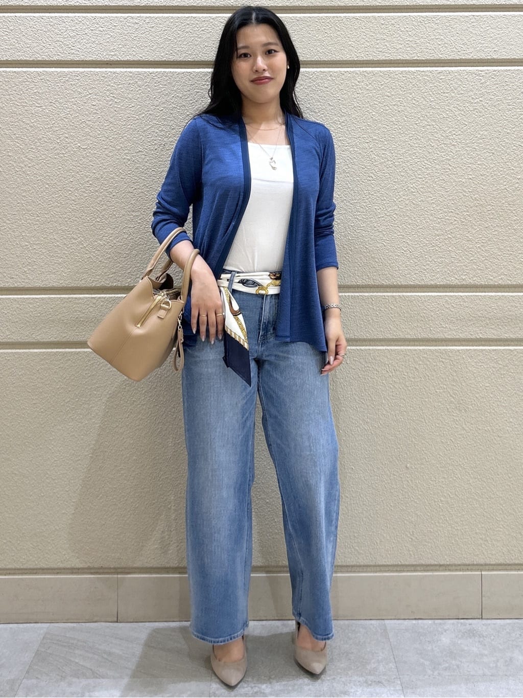 Momokaさんの「COUP DE CHANCE｜【洗える】着流しカーディガン」を使ったコーディネート
