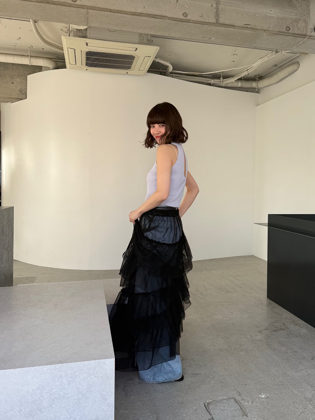 miyu maesakaさんの「CODE A｜M dramatic dot tulle skirt」を使ったコーディネート