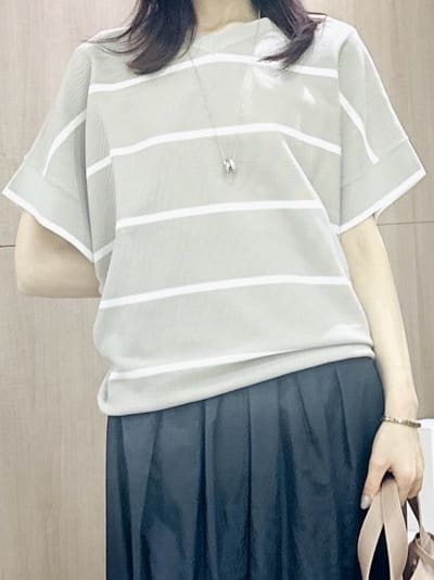Miwaさんの「UNTITLED｜【11色展開/体型カバー】前後2WAYフレンチスリーブニット」を使ったコーディネート
