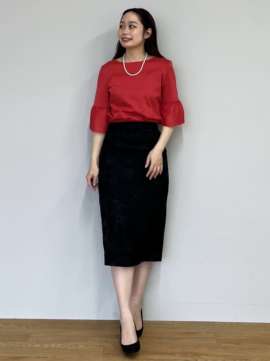 Saekoさんの「COUP DE CHANCE｜【5分袖／日本製／接触冷感】異素材ドッキングカットソー」を使ったコーディネート