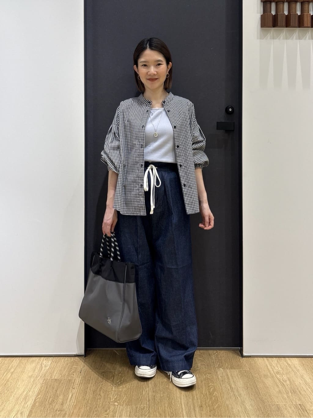 risaさんの「Dessin｜【洗える】バルーンスリーブバンドカラーシャツ」を使ったコーディネート
