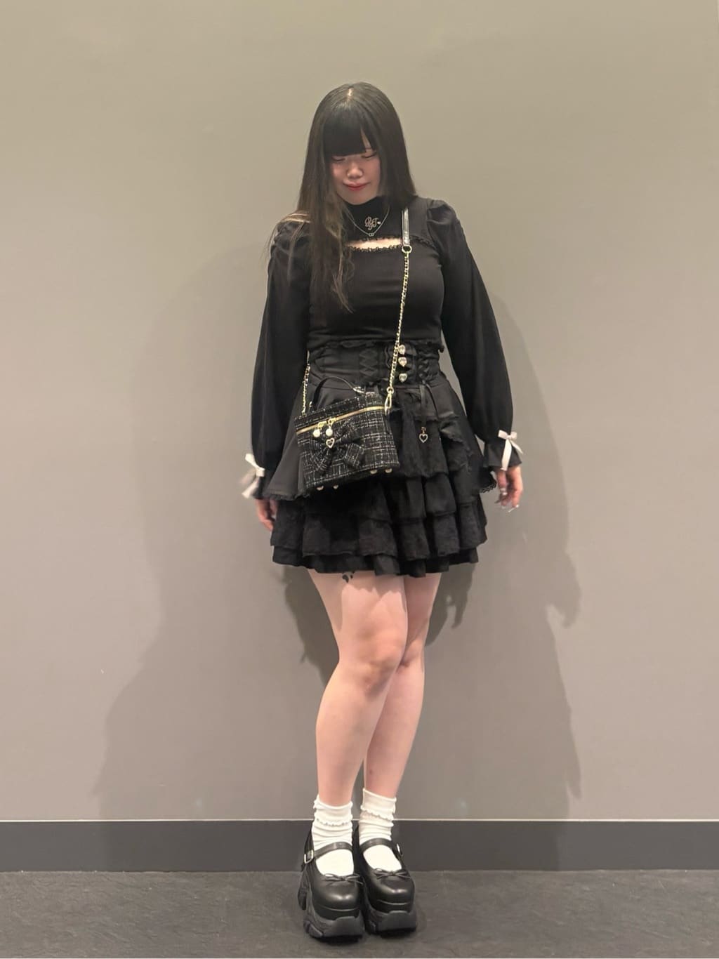 ひなさんの「ESPERANZA｜4色展開リボン付きソックス」を使ったコーディネート