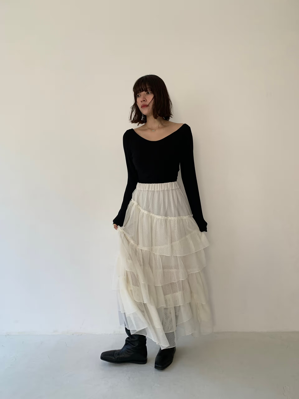 miyu maesakaさんの「CODE A｜M dramatic dot tulle skirt」を使ったコーディネート