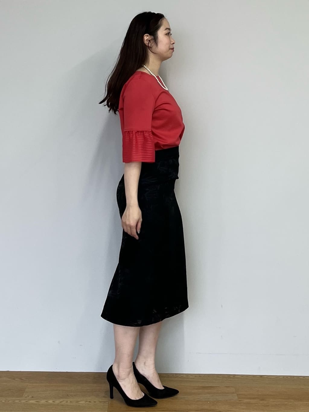 Saekoさんの「COUP DE CHANCE｜【5分袖／日本製／接触冷感】異素材ドッキングカットソー」を使ったコーディネート