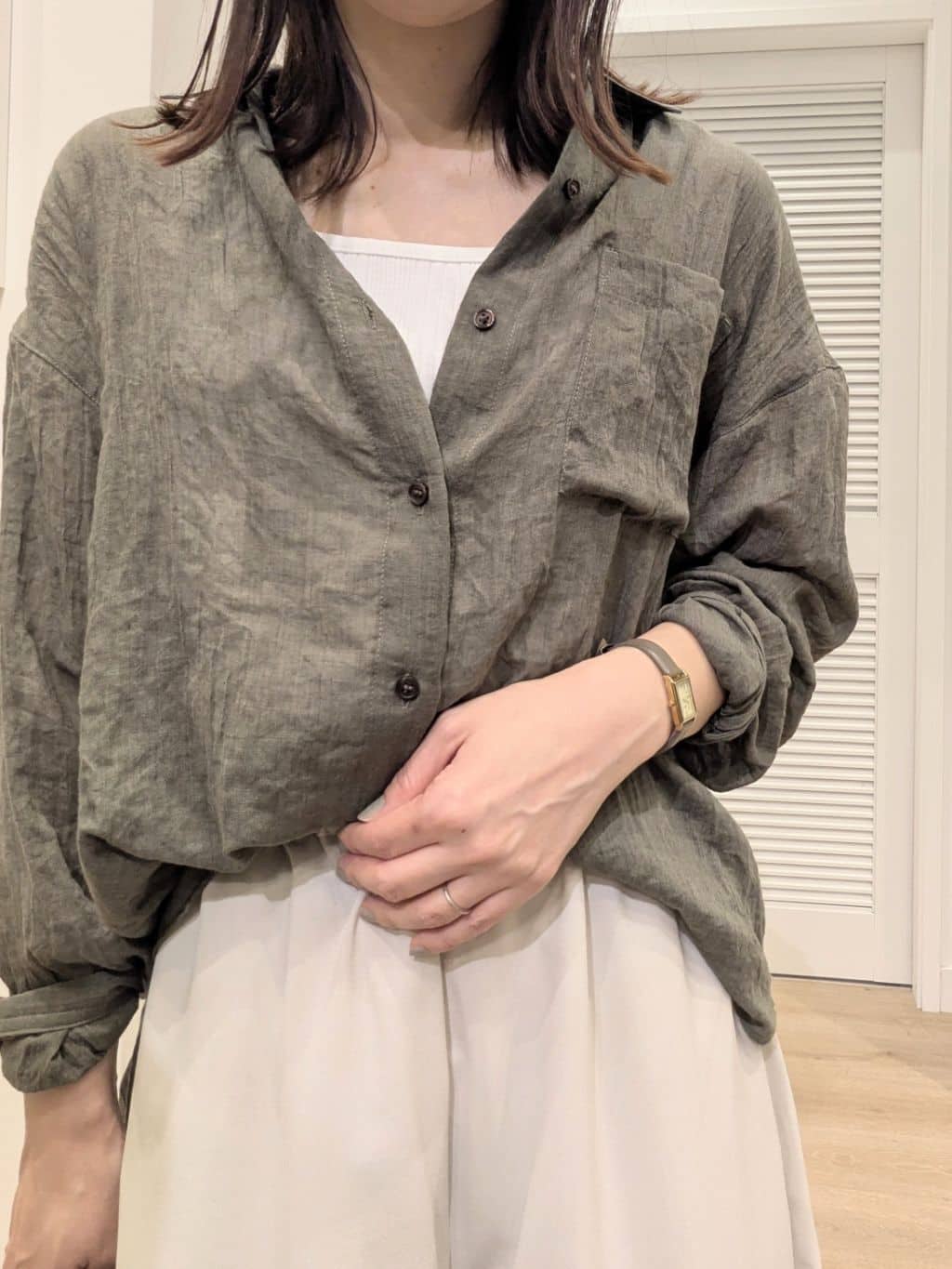enさんの「Dessin｜【洗える】シアーカラーシャツ」を使ったコーディネート