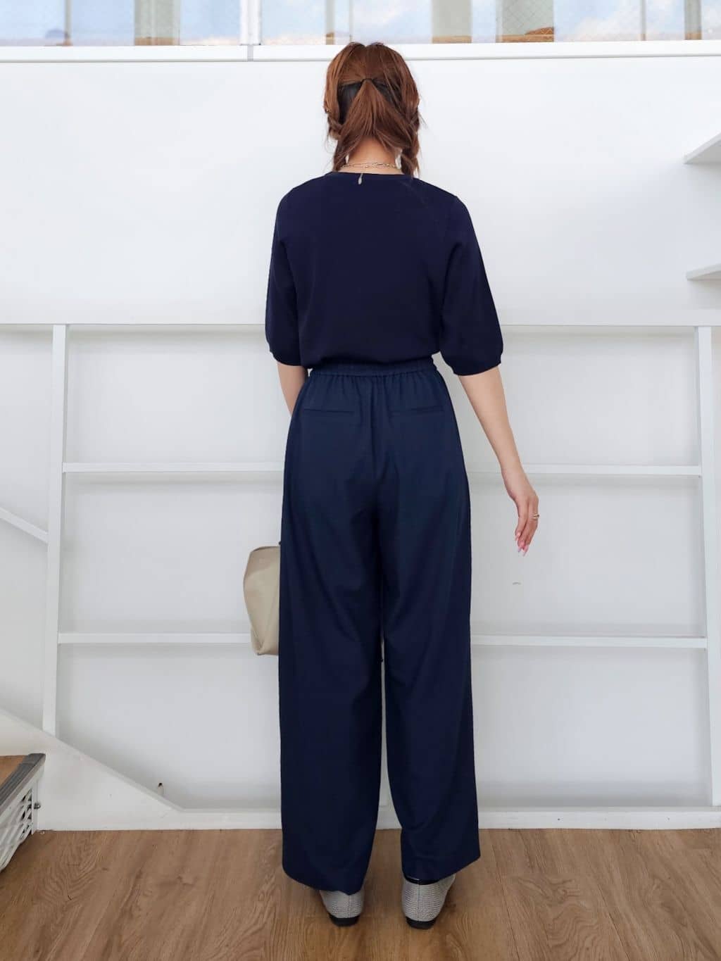 ゆゆさんの「SHOO･LA･RUE｜【毎日洗える/S-LL/UV】上半身すっきり 二の腕見せない5分袖ニット」を使ったコーディネート