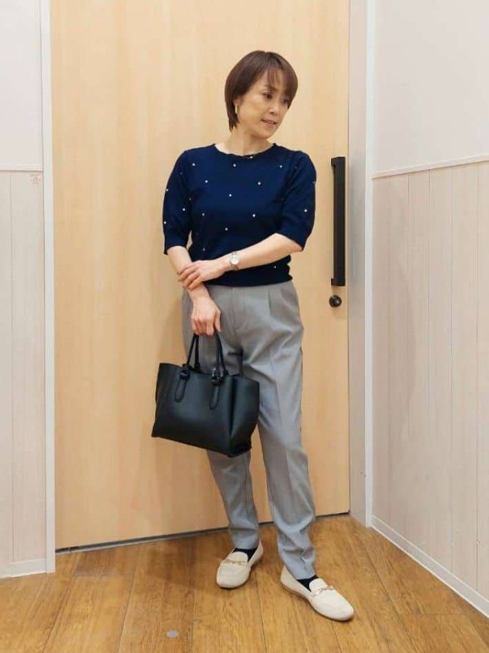 Kさんの「SHOO･LA･RUE｜【S-LL/二の腕カバー】品よく隠せる ドット刺繍5分袖ニット」を使ったコーディネート