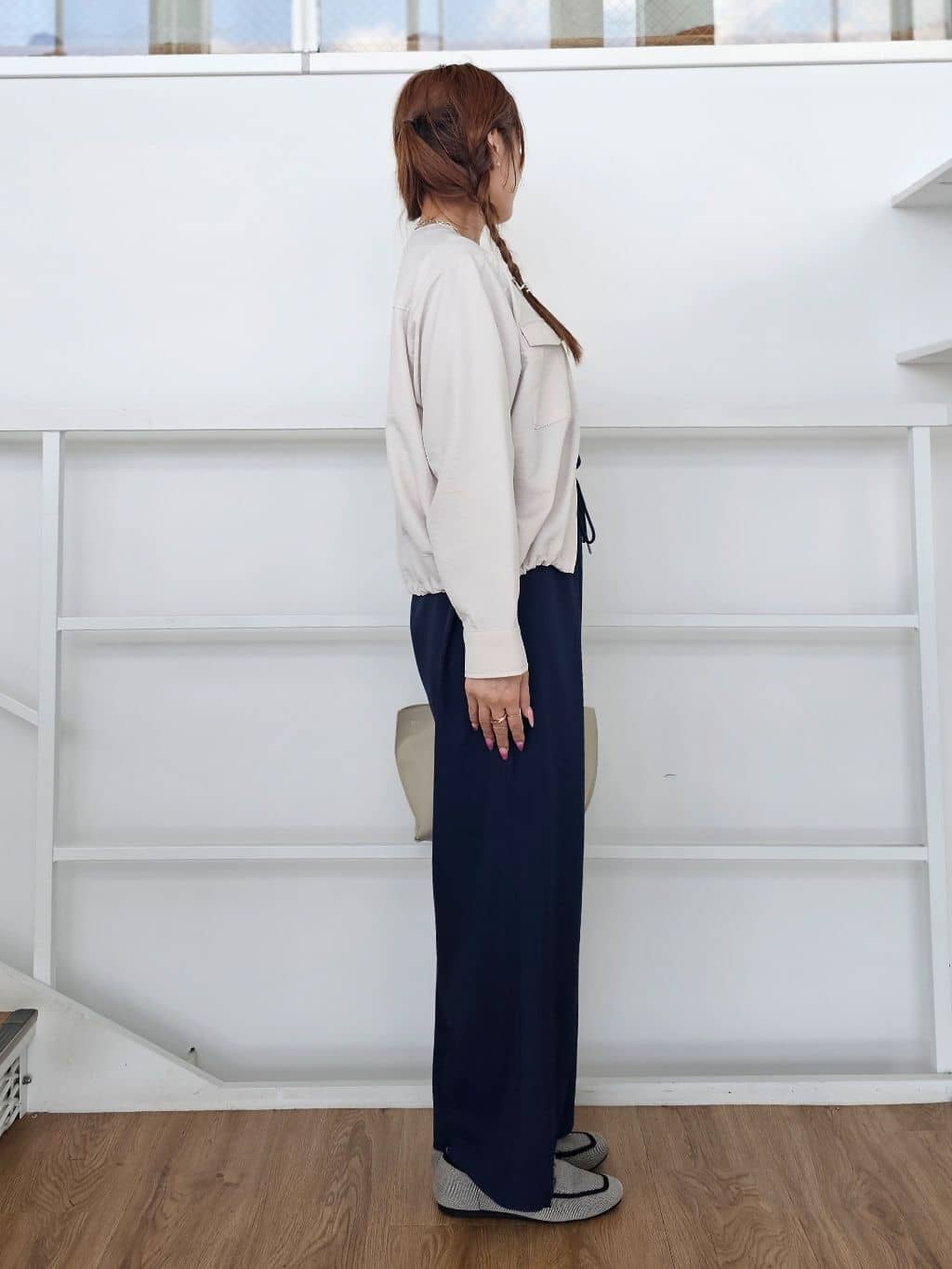 ゆゆさんの「SHOO･LA･RUE｜【毎日洗える/S-LL/UV】上半身すっきり 二の腕見せない5分袖ニット」を使ったコーディネート