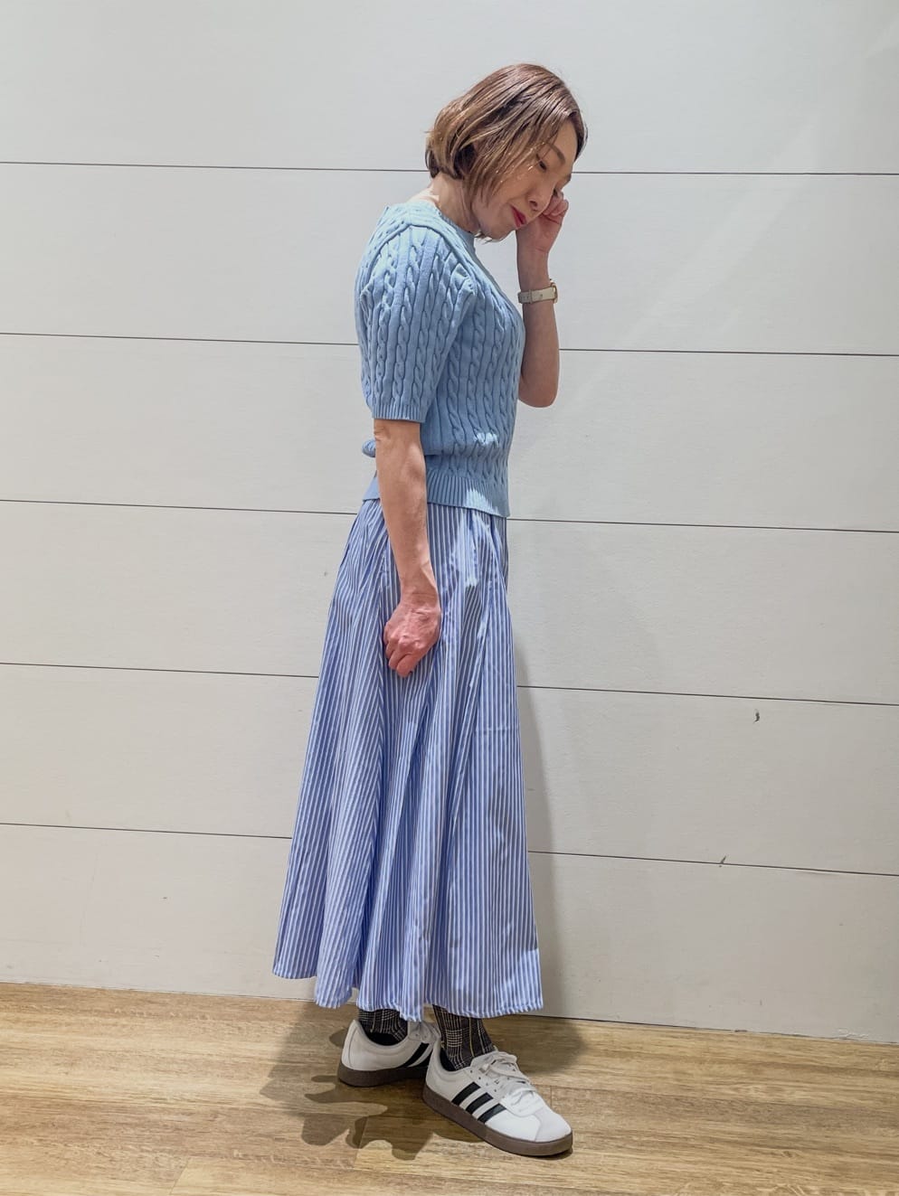 Ryoさんの「THE SHOP TK｜【POLO BCS 別注】5分袖ケーブルニット」を使ったコーディネート