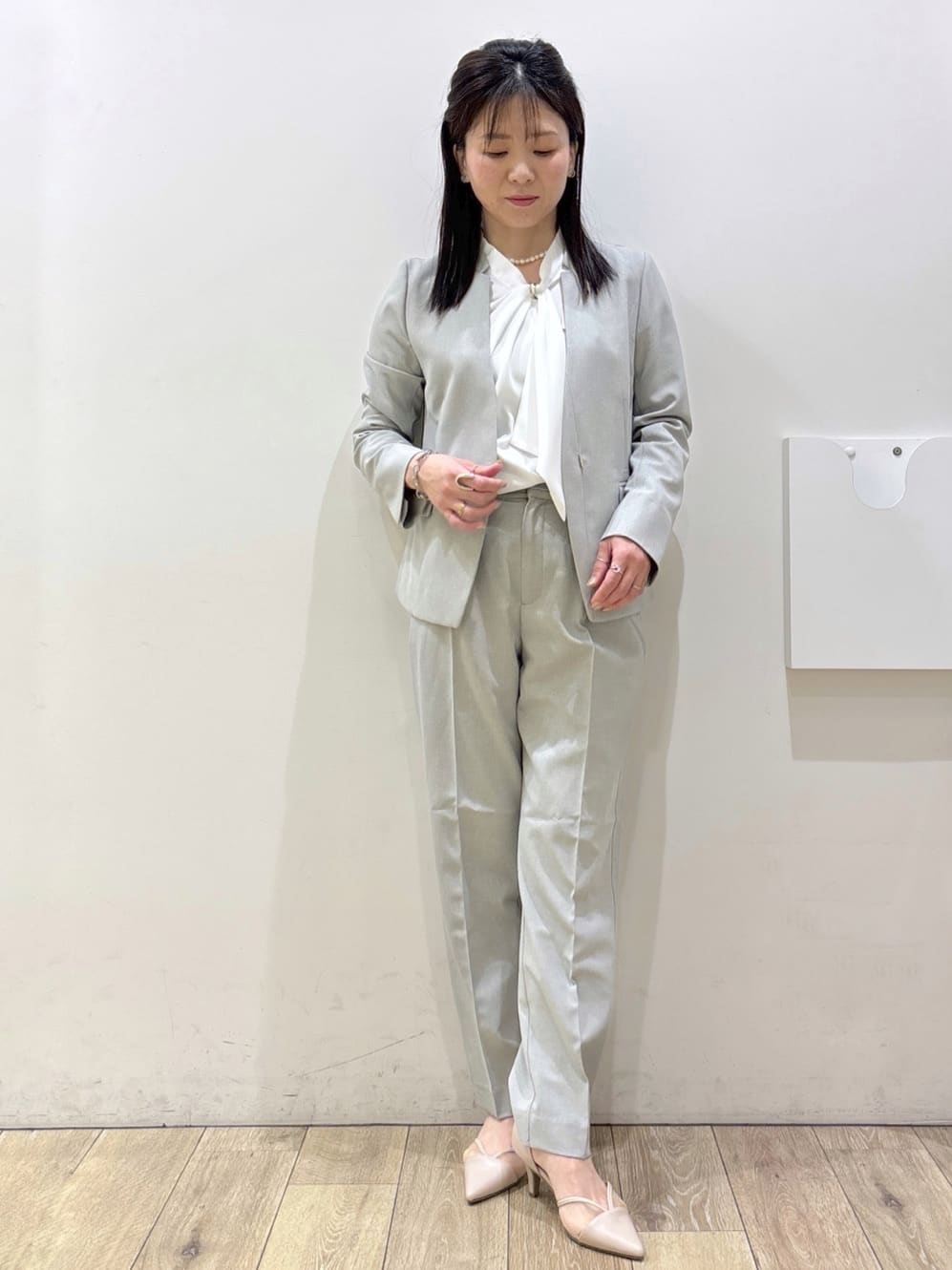 mameさんの「index｜【接触冷感／吸水速乾】ノーカラージャケット／セットアップ対応可《洗える／防シワ／ストレッチ》」を使ったコーディネート